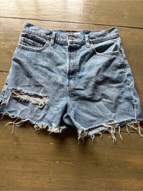 Garage Light Blue Distressed Denim Shorts